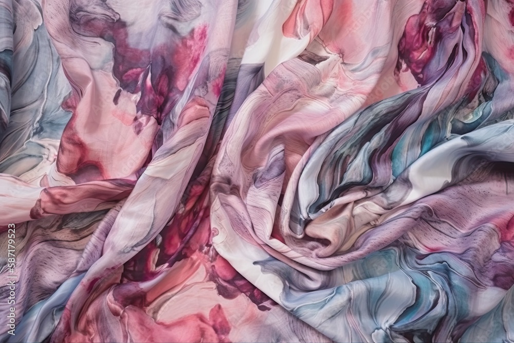 colorful scarf with pink and blue tones in a close-up view. Generative AI