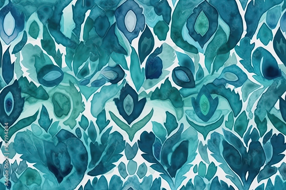 blue and white flowers painted in watercolor. Generative AI