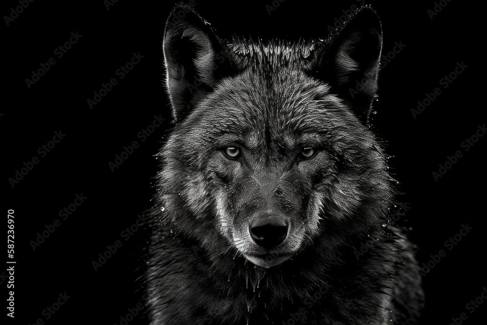 a wolf in black. Generative AI