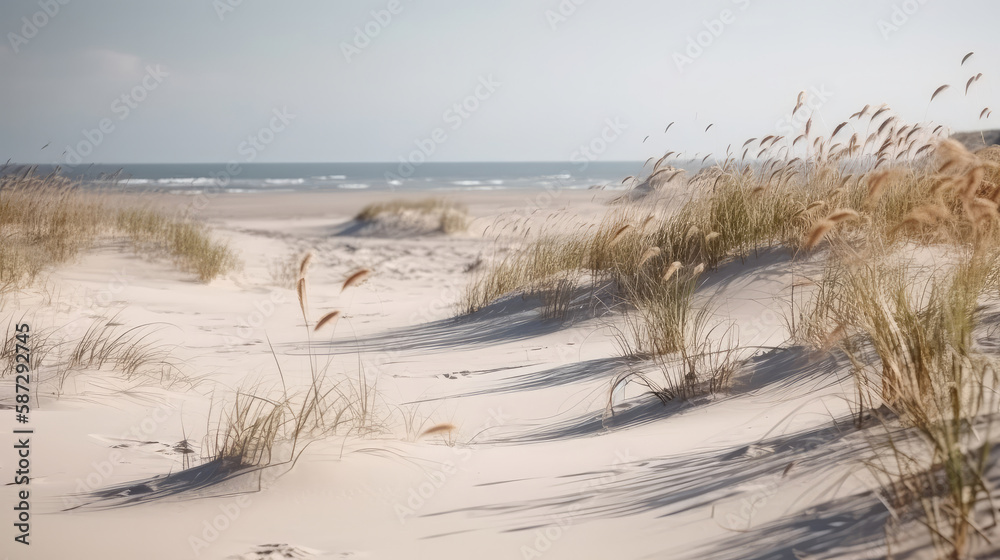 Dry grass and sand background. Illustration AI Generative.