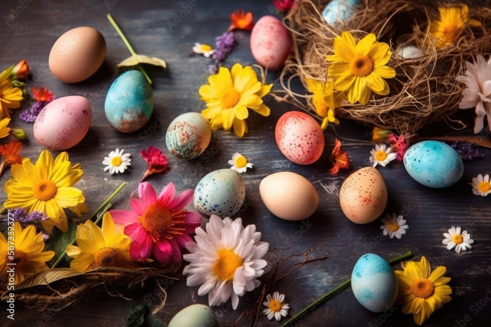 eggs on a wooden table. Generative AI