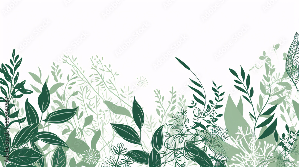 illustration of botanical plant leaves and flowers wallpaper great for post cards generative ai