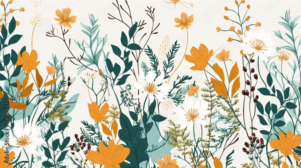 spring flowers background botanical generative ai