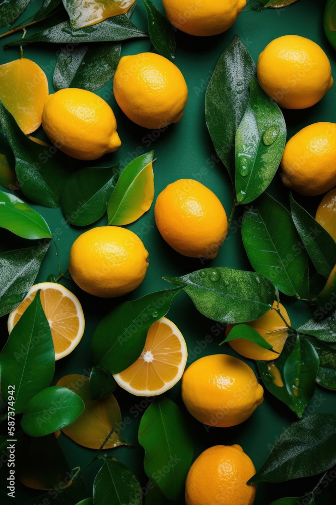 Natural Lemon Background. Illustration AI Generative.