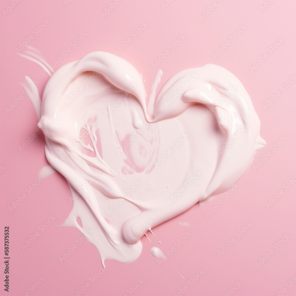 Heart shape from cream. Illustration AI Generative.