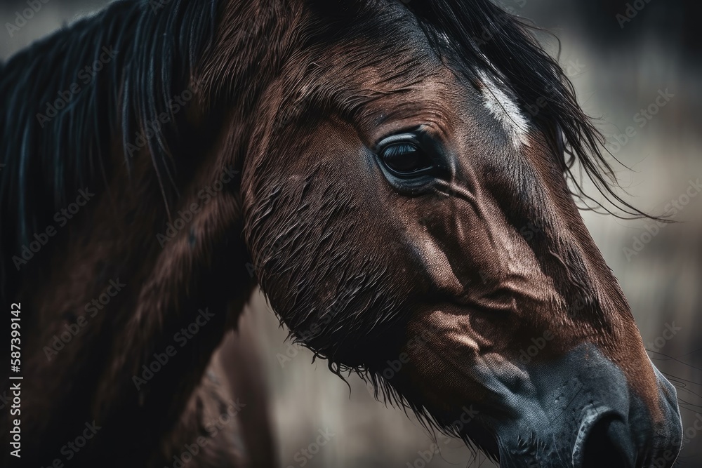 Equine profile. Horse picture. Generative AI