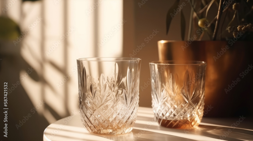 Modern interior glasses. Illustration AI Generative