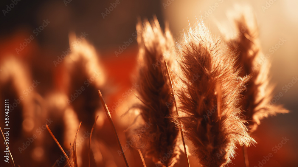 Dry Rabbit tail grass. Illustration AI Generative.