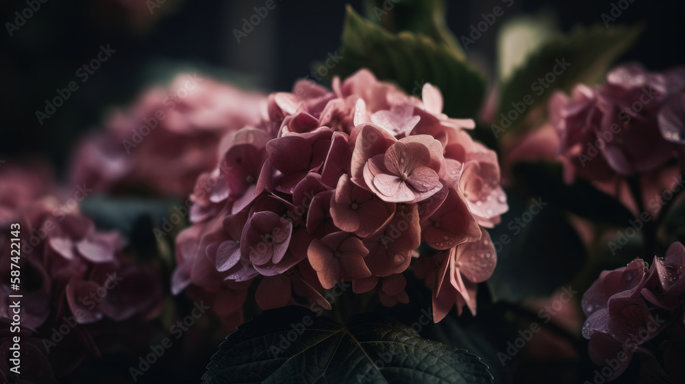 Hydrangea flower background. Illustration AI Generative