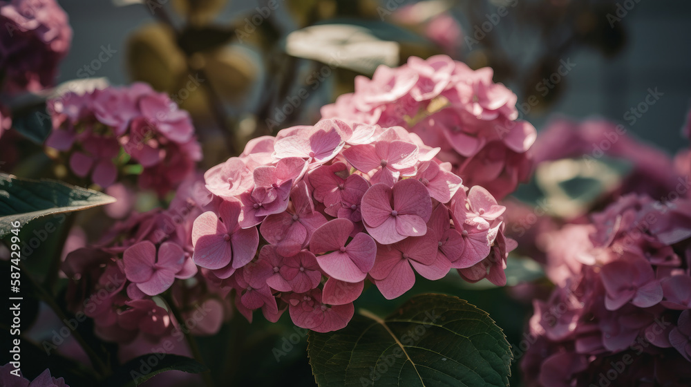 Hydrangea flower background. Illustration AI Generative