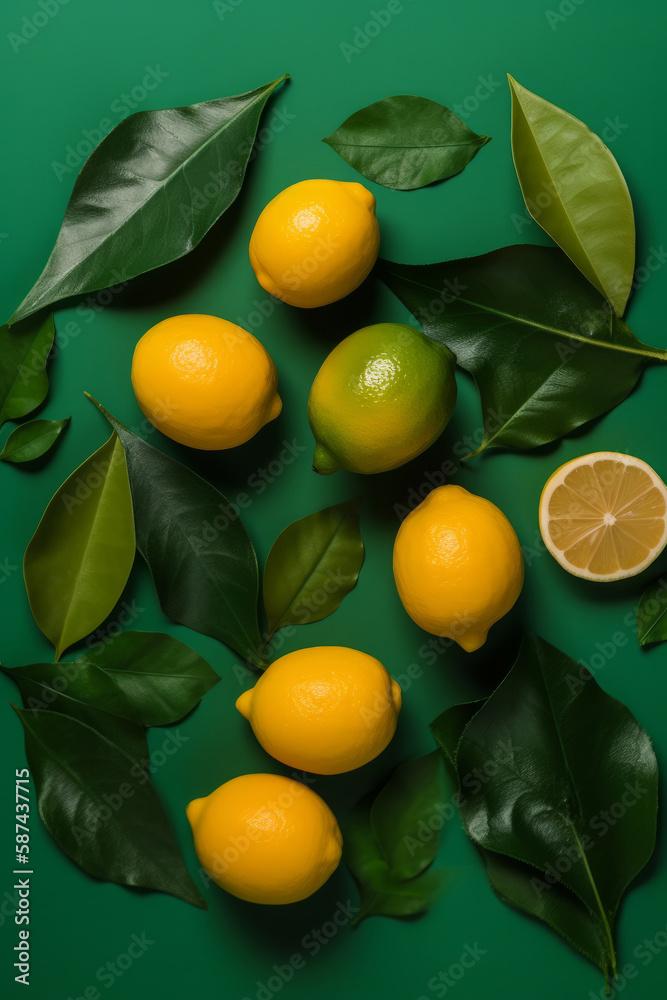 Natural Lemon Background. Illustration AI Generative.