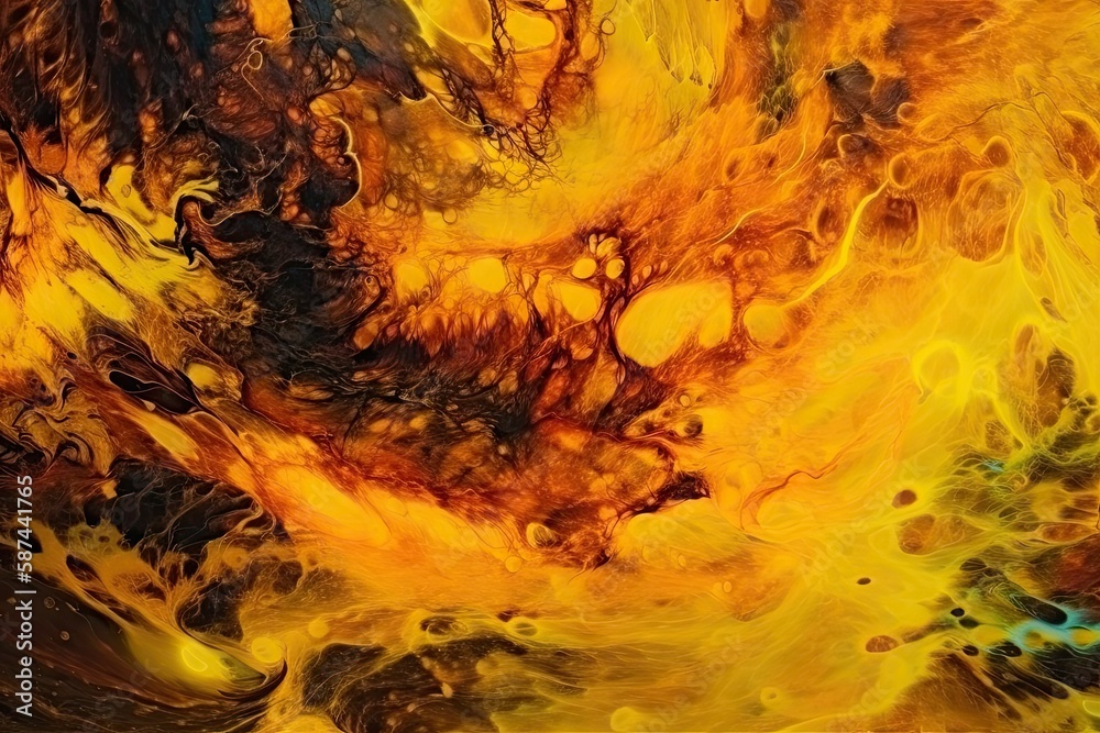 detailed painting with yellow and black color scheme. Generative AI