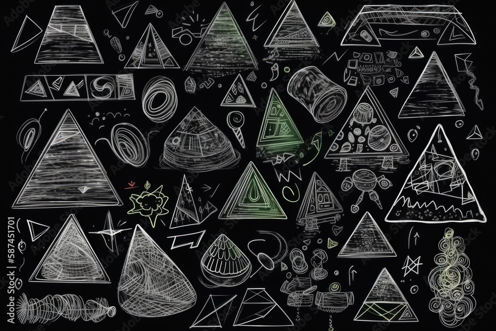 geometric shapes drawn on a chalkboard. Generative AI