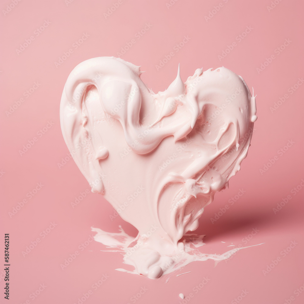 Heart shape from cream. Illustration AI Generative.