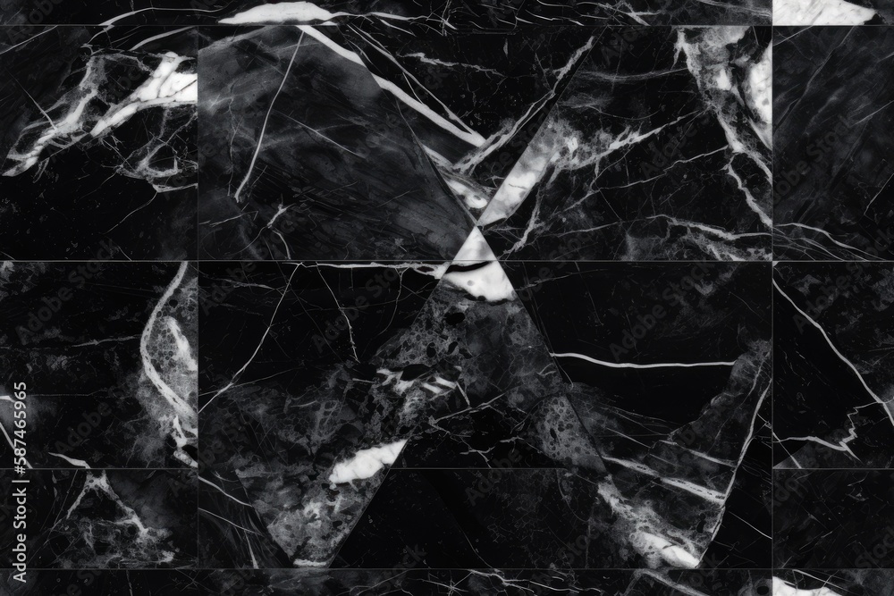 black and white geometric wallpaper with marble pattern. Generative AI