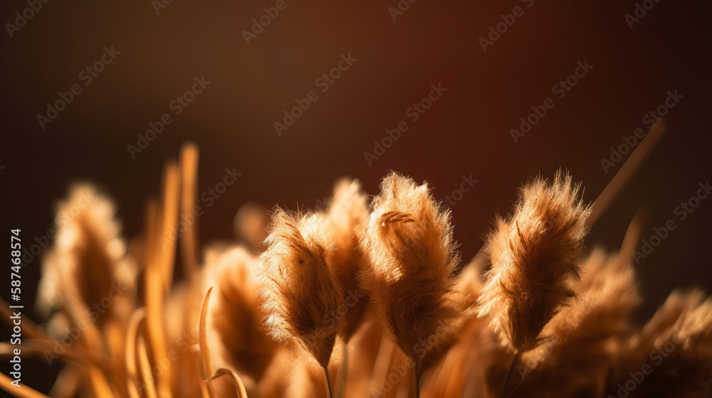 Dry Rabbit tail grass. Illustration AI Generative.