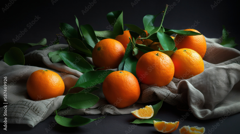 Mandarins background. Illustration AI Generative.