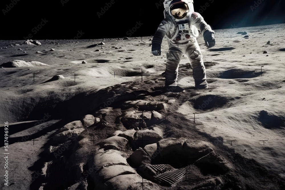 space, moon, moon rover, and astronaut. Generative AI