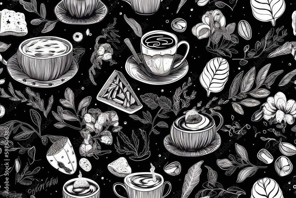 black and white coffee cups. Generative AI