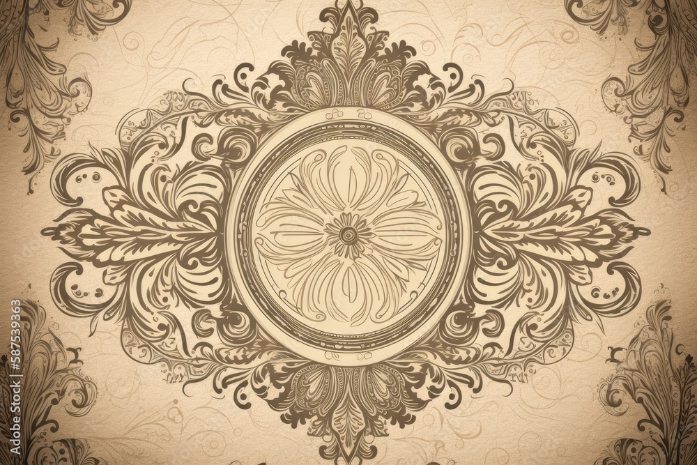 highly detailed and intricate ornamental wallpaper pattern. Generative AI