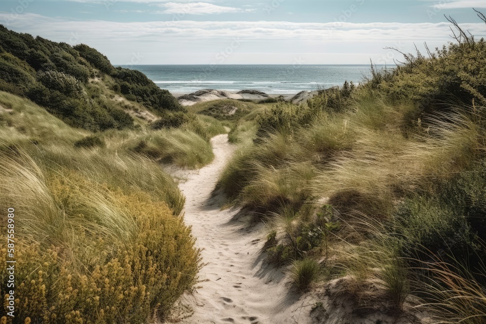 A view of the Danish coast of the North Sea. Generative AI