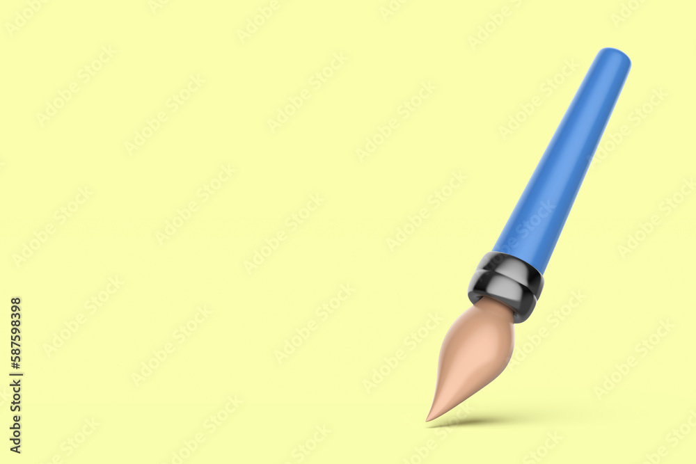 3D illustration of blue paintbrush