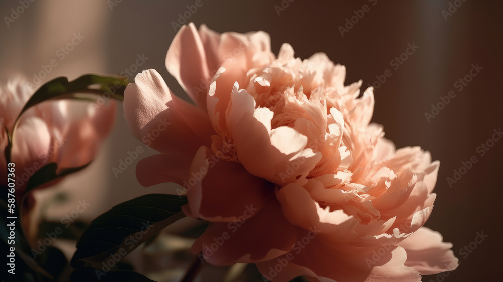 Beautiful peony flower. Illustration AI Generative