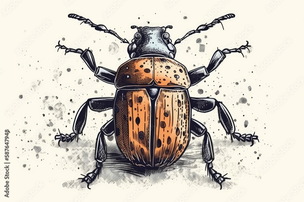 beetle on a white background. Generative AI