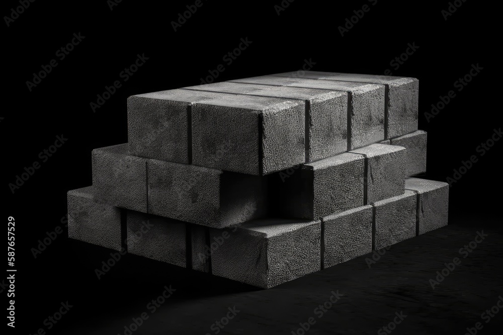 stack of concrete blocks arranged in a stable structure. Generative AI