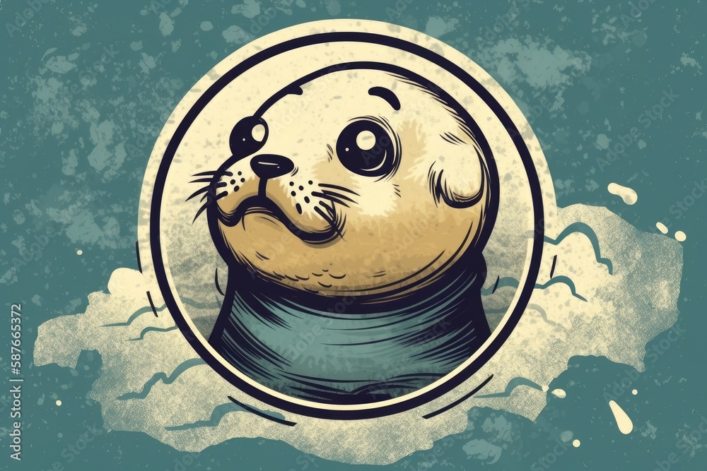 cute seal wearing a scarf. Generative AI