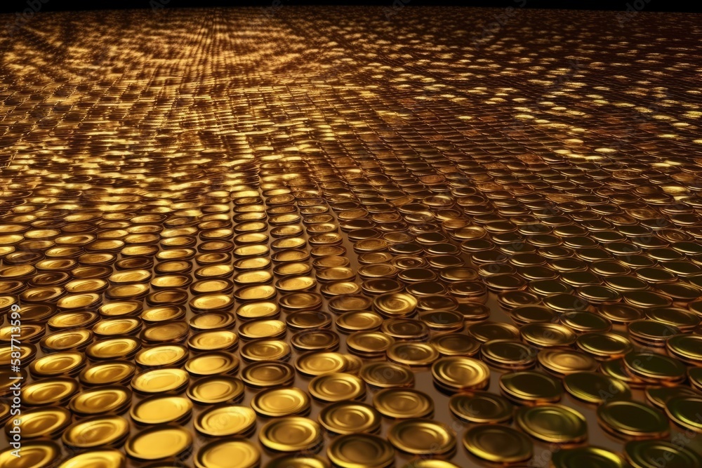 Golden Circle Pattern on a Table Surface. Generative AI