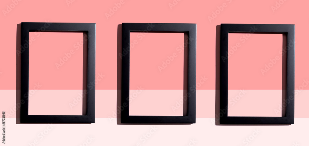 Blank rectangle picture frames with copy space