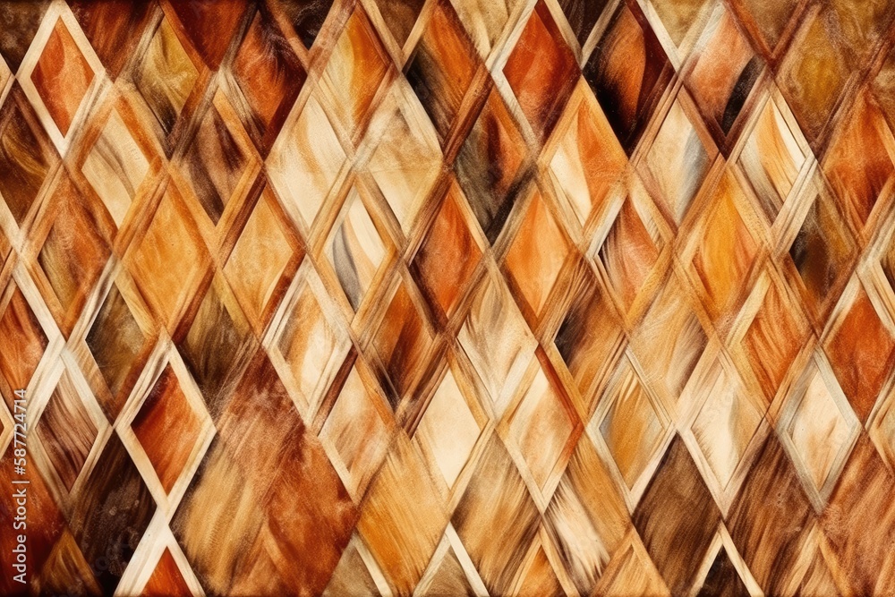 diamond pattern on a warm brown background. Generative AI