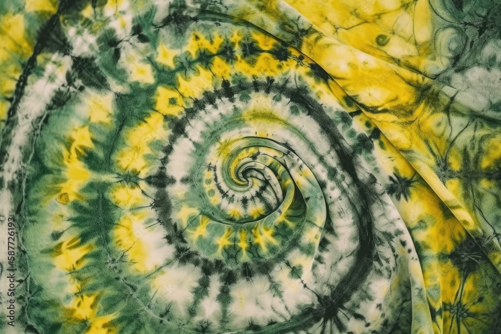 Spiral Design with Green, Yellow and White Colors. Generative AI