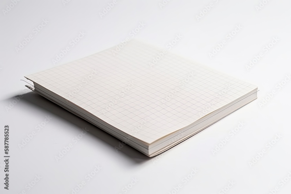 minimalist white notebook with a grid pattern cover. Generative AI