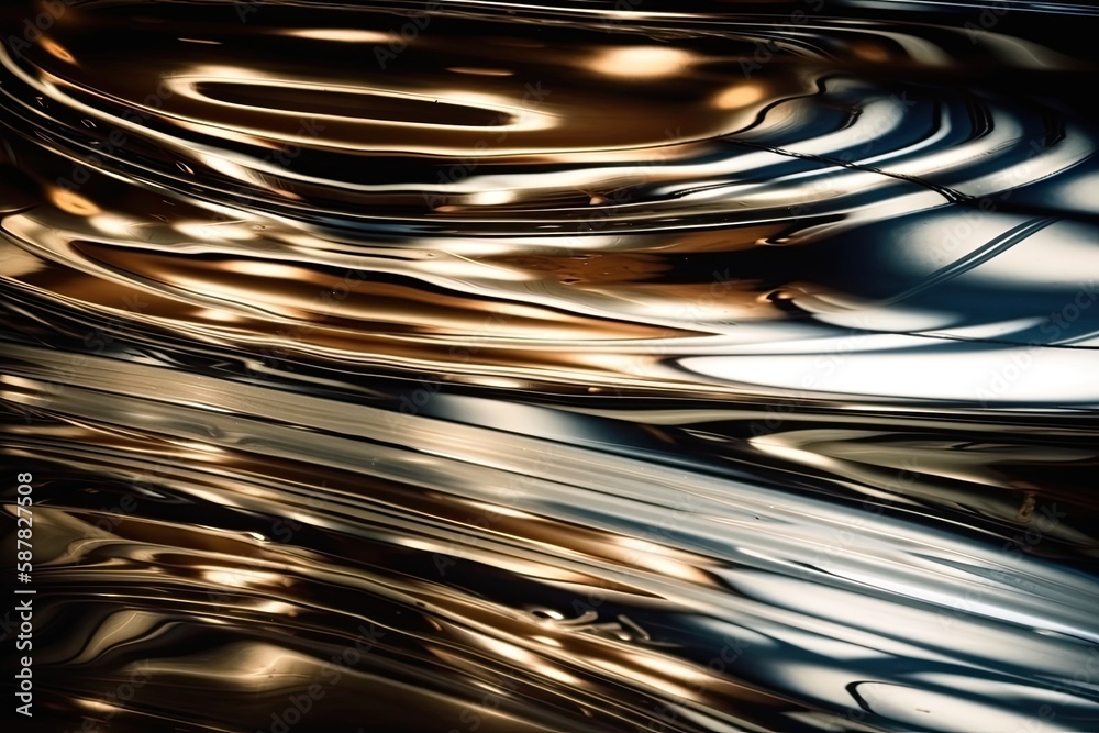 highly reflective metal surface in extreme close-up. Generative AI