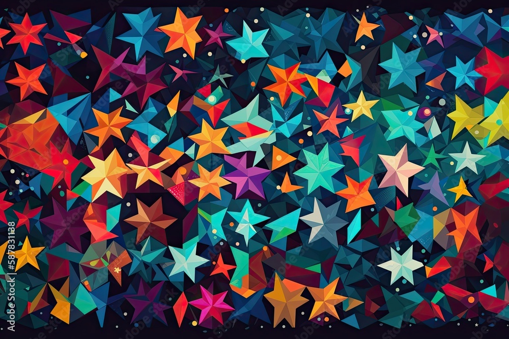 vibrant cluster of stars set against a deep black backdrop. Generative AI