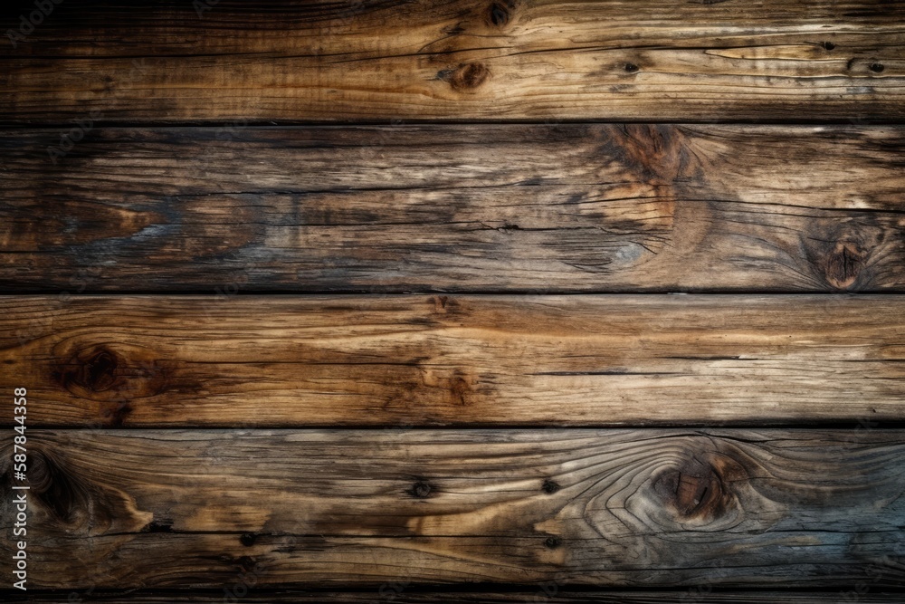 detailed close-up of a textured wooden wall. Generative AI