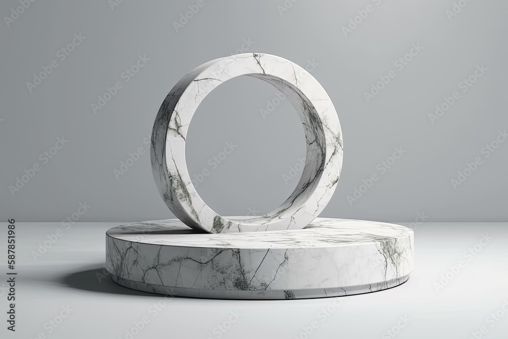 pristine white marble sculpture set on a clean white background. Generative AI