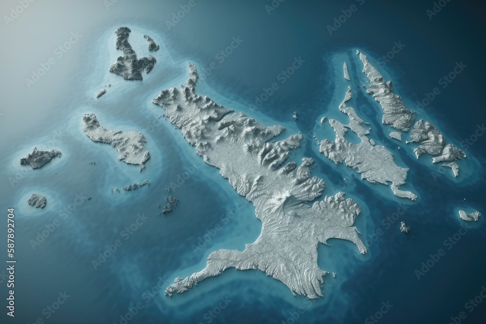 stunning aerial view of an island surrounded by crystal clear waters. Generative AI