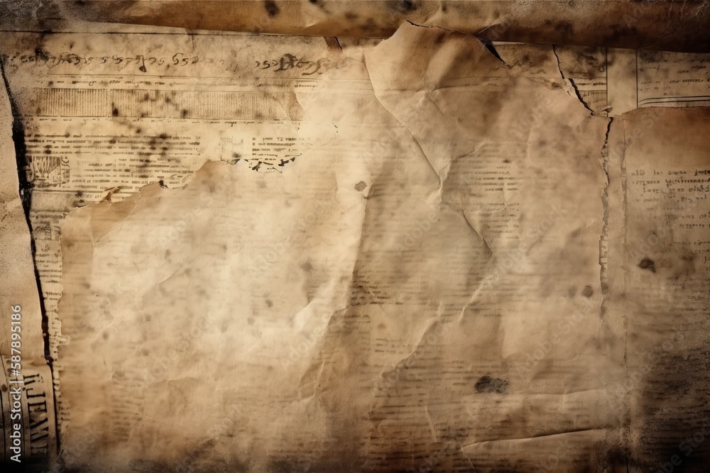 Illustration of an antique parchment with calligraphy writing. Generative AI