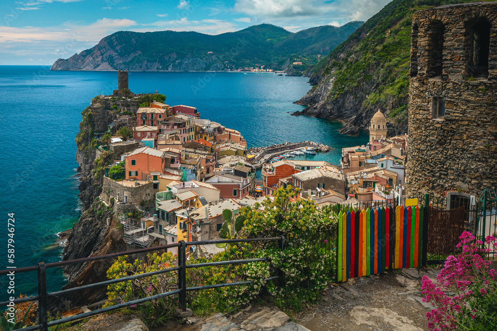 Vernazza view from the hiking path, Liguria, Italy