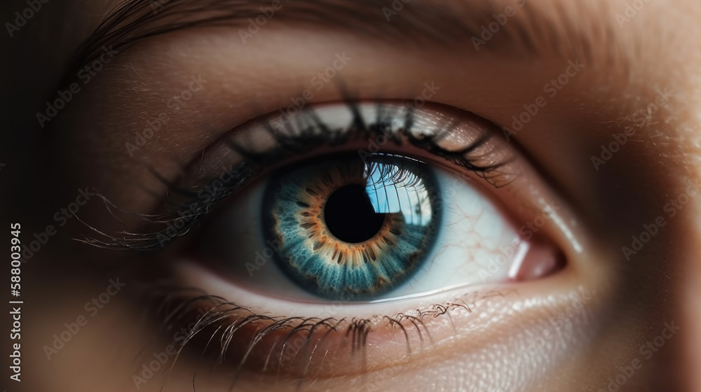 Beautiful womans eyes close up. Generative AI