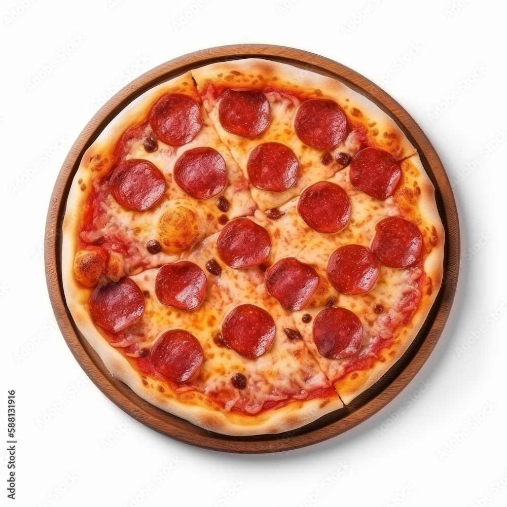 Hot pizza isolated. Illustration AI Generative.