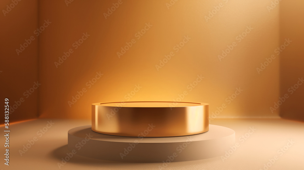 Empty golden podium. Illustration AI Generative.