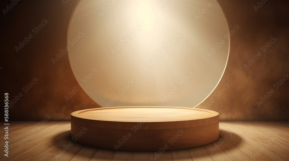 Empty golden podium. Illustration AI Generative.