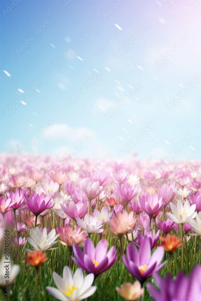 Natural flower background with copy space. Illustration AI Generative