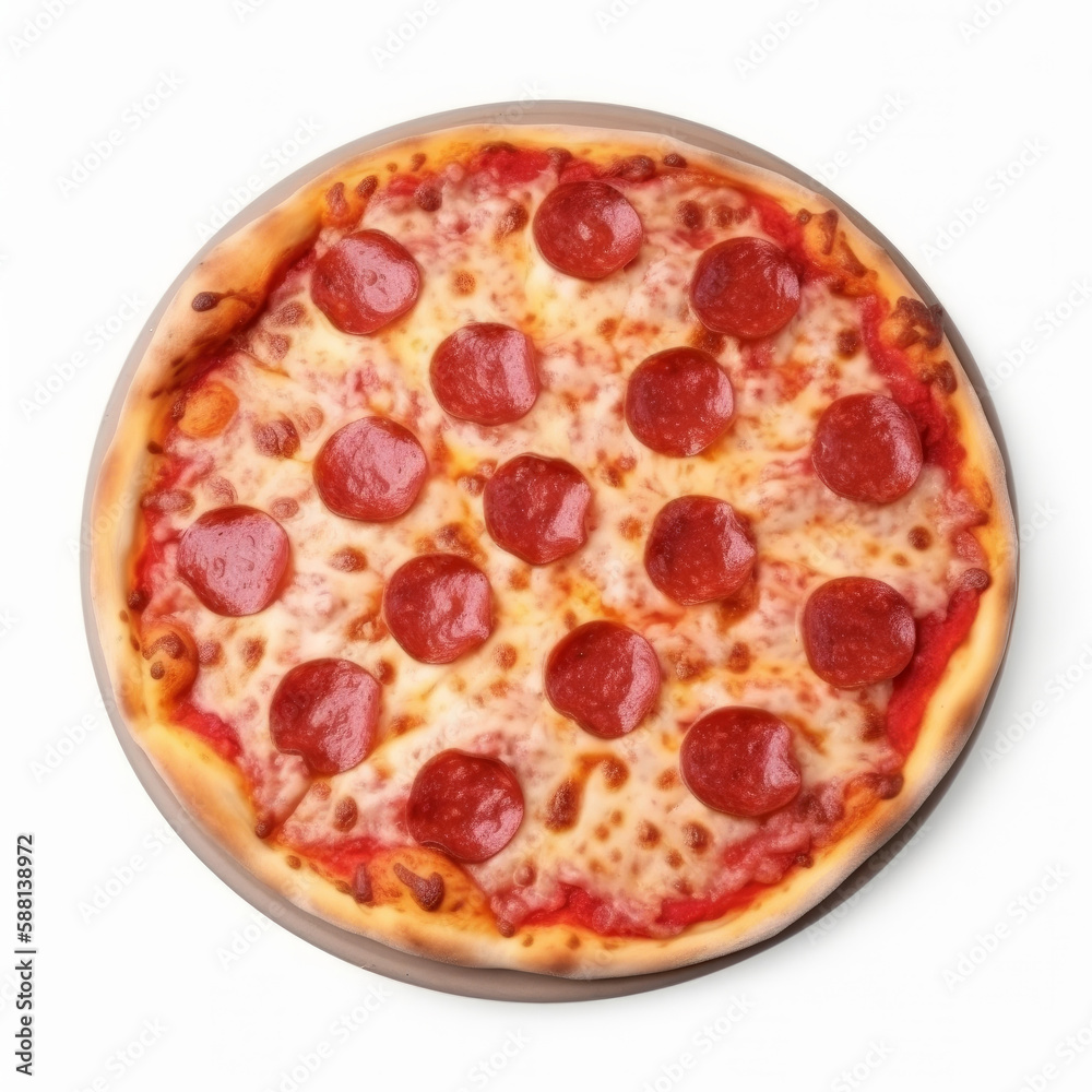 Hot pizza isolated. Illustration AI Generative.