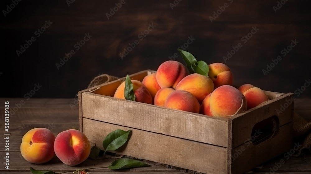 Organic peach. Illustration AI Generative.