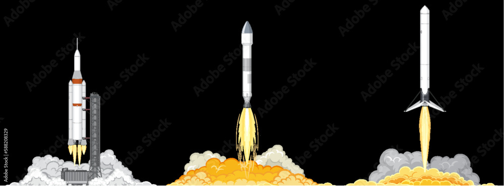 Rocket Launching into Space Concept